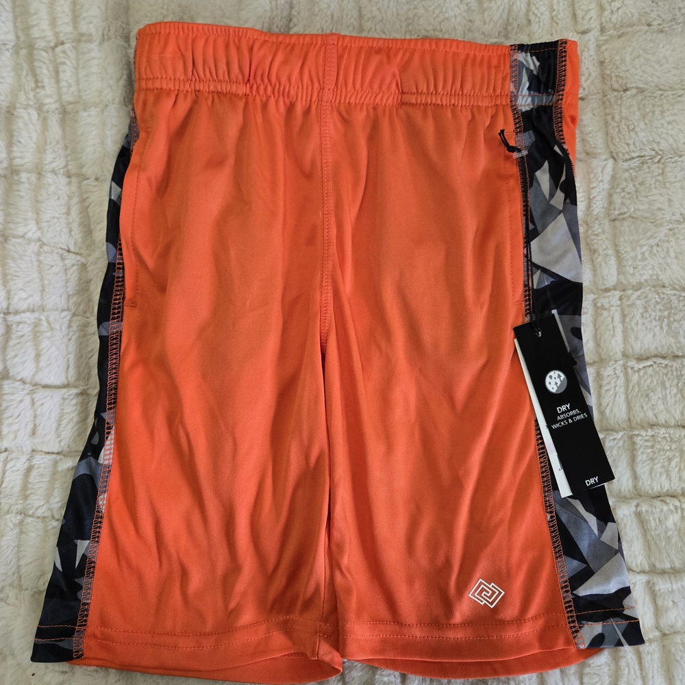ZELOS Kids Size 6 Orange Geometric Shorts 7" Basketball Shorts NWT
